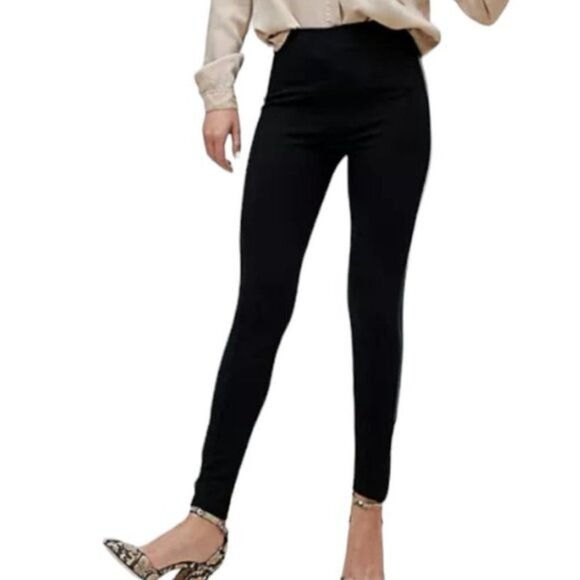 stradivarius Pants - Stradivarius Legging with Faux Leather Side Band